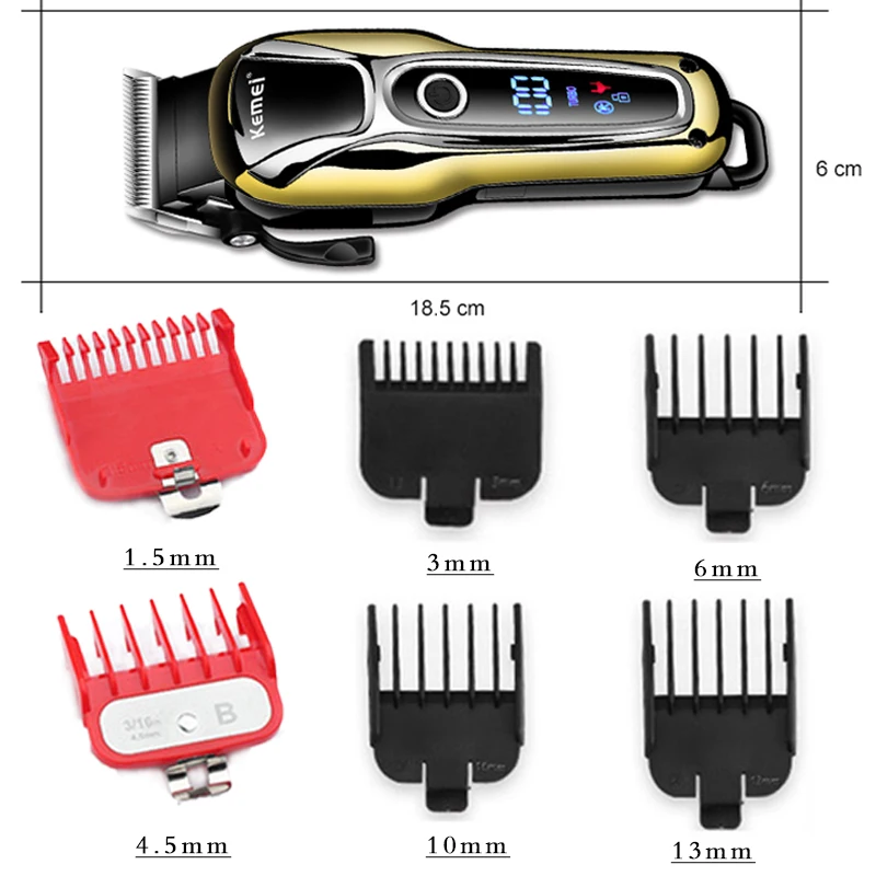 Kemei Lase clipper električni las brivnik za moške poklicne električni rezalnik za lase rezanje, striženje LCD akumulatorski strip 5