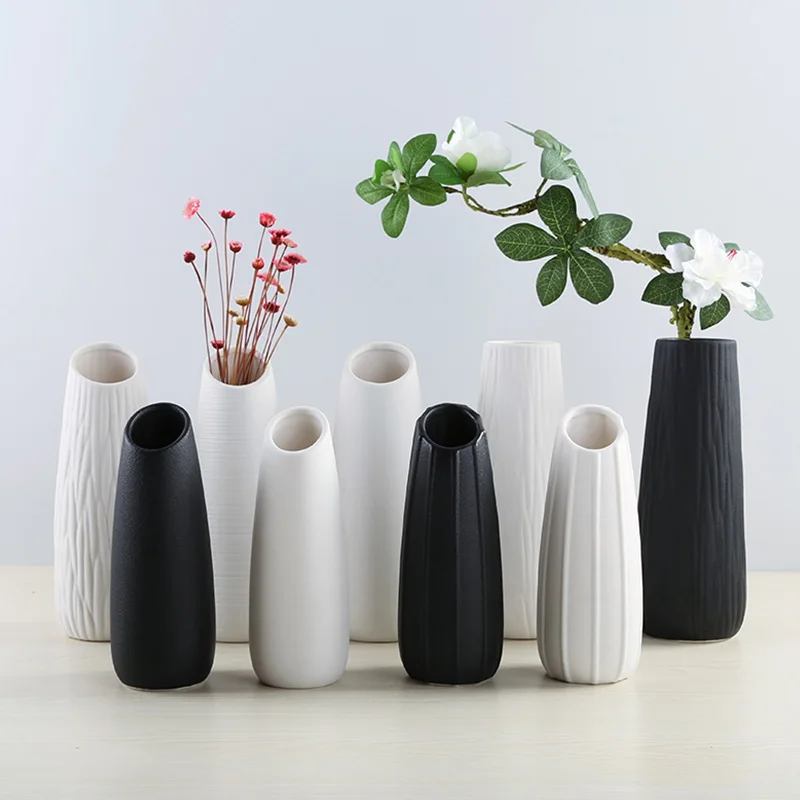 Keramične Vaze Nordijska Bela/Črna Namizni Vaza Nordijska Doma Dekoracijo Črne Vaze za Poročno Dekoracijo Ustvarjalno Darilo HR