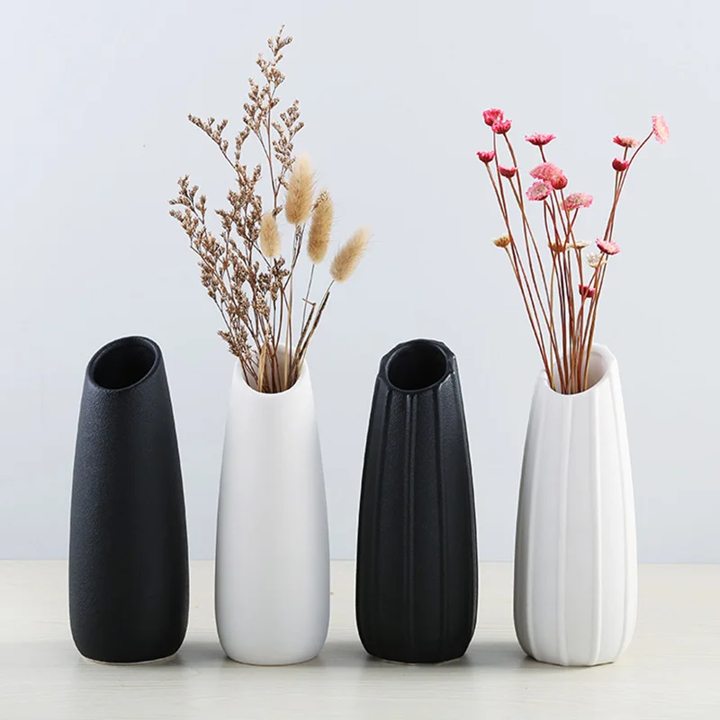 Keramične Vaze Nordijska Bela/Črna Namizni Vaza Nordijska Doma Dekoracijo Črne Vaze za Poročno Dekoracijo Ustvarjalno Darilo HR