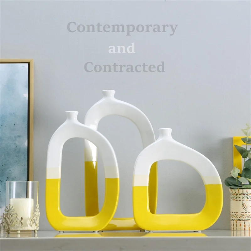 Keramične Vaze Preprost Povzetek Ustvarjalne Modro Rumeno Umetnosti Model Dekoracijo Obrti Doma Okraski Okraski