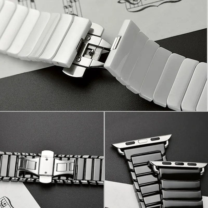 Keramični Trak za Apple Watch Band 44 mm 40 mm 42mm 38 mm Pribor iz Nerjavečega jekla metulj zapestnica iWatch serije 6 5 4 3 2 mp