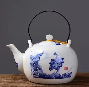 Keramični čajnik 1500ML , velike zmogljivosti, modri in beli porcelan, ročno izdelan keramični čajnik, steklo čaj pot, s filter