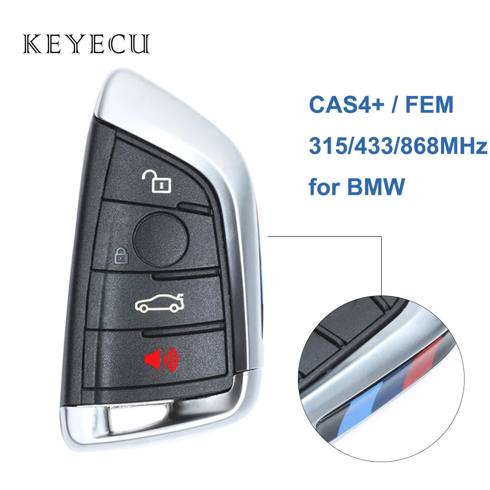 Keyecu FEM CAS CAS4+ Daljinski Ključ Fob 4 Gumbi 315 / 433 / 868MHz za BMW 1 2 3 4 5 6 7 Serija X1 X3 F Ohišje 2011-2017