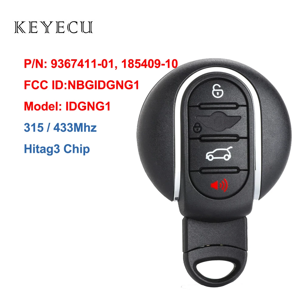 Keyecu Original Smart Remote Key Fob 4 Gumbi 315/434MHz za BMW Mini Baker 2016 2017 2018, FCC ID: NBGIDGNG1