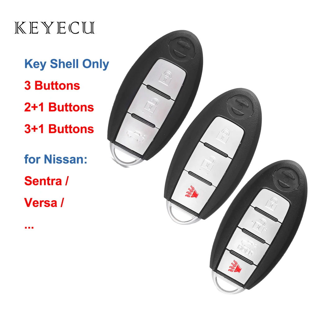 Keyecu Smart Remote Key Lupini Primeru 3 4 Gumbi za Nissan Lopov Teana Sentra Obratno Fob Avto Ključ Zajema Vstop brez ključa Z Rezilom