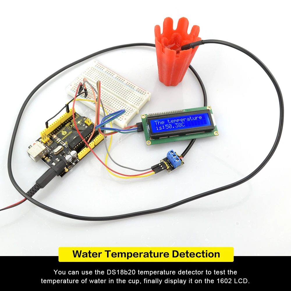 Keyestudio DS18B20 Nepremočljiva /iz Nerjavečega jekla, Temperatura Detektorja Senzor Z Modulom Za Arduino (Črno-Eco-friendly)