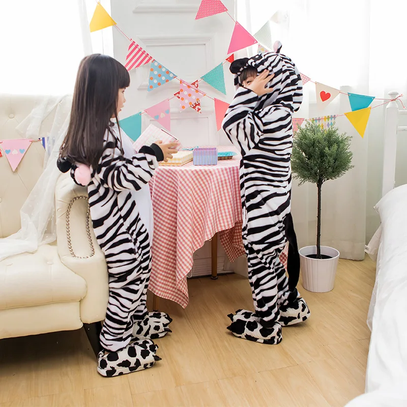 Kigurumi Kostum Zebra Otroci Cosplay Onesie Lepo Toplo Fant Dekle Anime Živali Stranka Prikriti Hooded