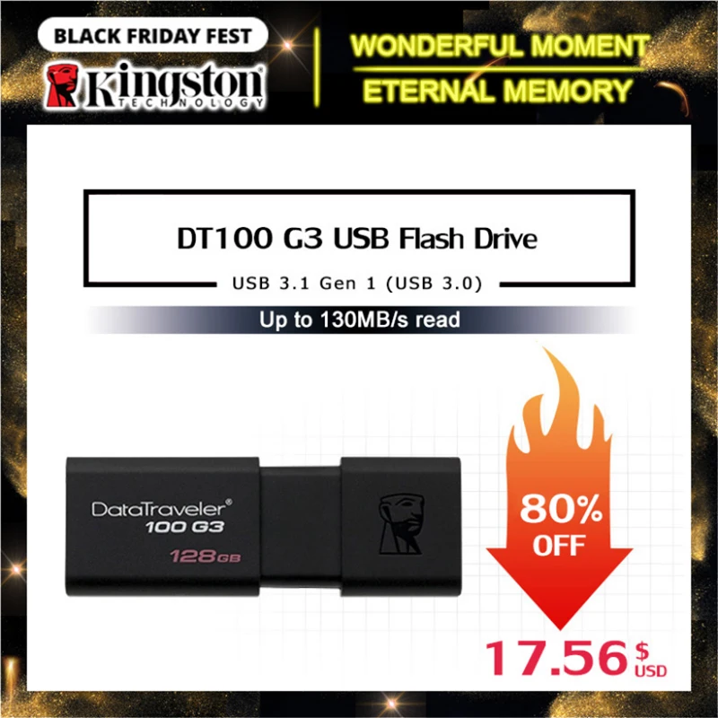 Kingston DataTraveler USB Flash Diski 64GB 128GB Pero Disk 8GB USB 3.0 za visoke hitrosti PenDrives 32GB Mini Osebnost USB ključ