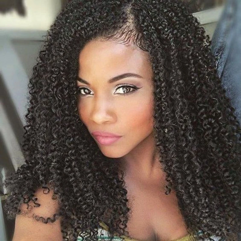 Kinky Kodraste U Del Lasuljo Človeških Las Lasulje Za Black Ženske 250% Gostoto Remy Brazilski Naravne Barve Upart lasulje Srednji Del Glueless