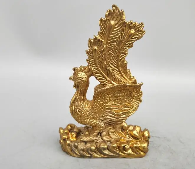Kitajska seiko carving Čisto medenina phoenix majhen kip