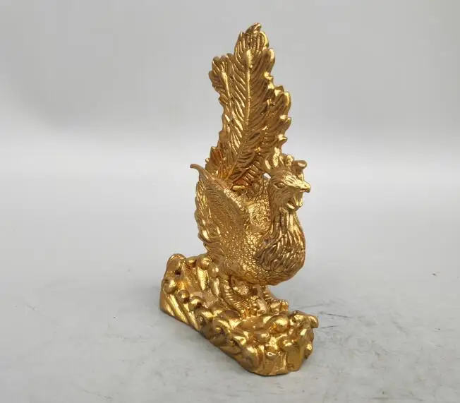 Kitajska seiko carving Čisto medenina phoenix majhen kip