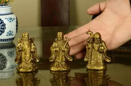 Kitajska zbirateljskih dekoracijo medenina fu lu shou tri kipe