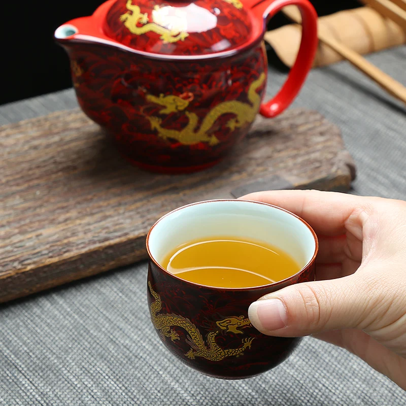 Kitajske Kung Fu Keramične skodelice, Kitajski Royal zmaj vzorec tea cup, Kitajski slog porcelana čaj nastavite skodelice kave