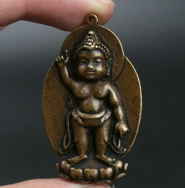 Kitajski Bronasto Budizem Sakyamuni Princ Buda Glave Obesek Exorcise Zlih Duhov Kip Ugoden Amulet
