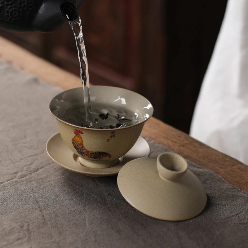 Kitajski Lončenine Gaiwan Čaj Nastavite Ročno Poslikane Keramične Gaiwan Čaj, Porcelan, Skodelice In Krožniki Potovanja Kung Fu Čaj Nastavite Retro Pokal