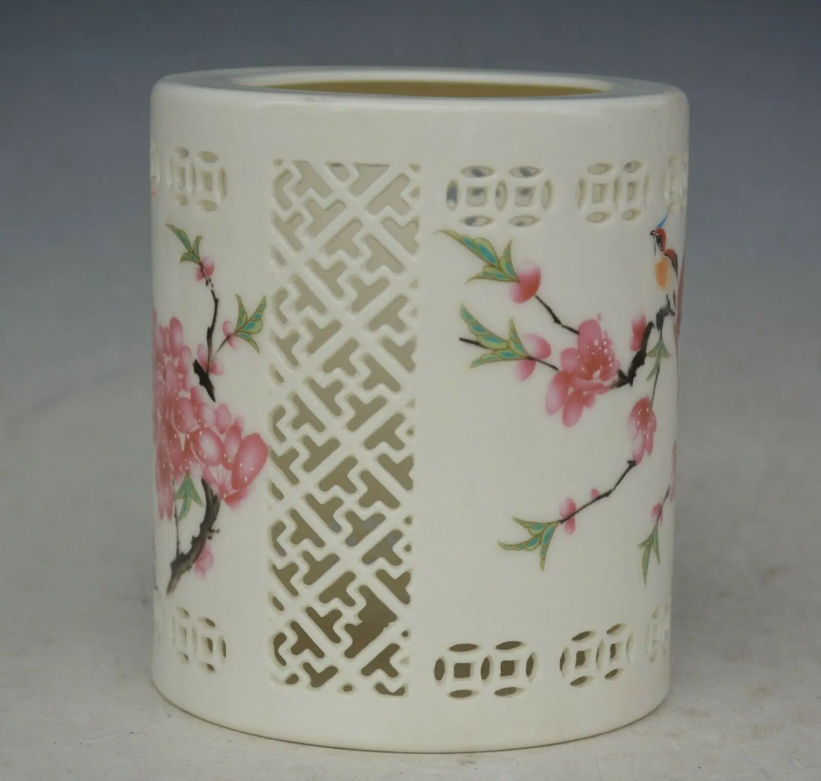 Kitajski porcelan Cvetje in ptice Pero Svinčnik Vaza Krtačo Pot