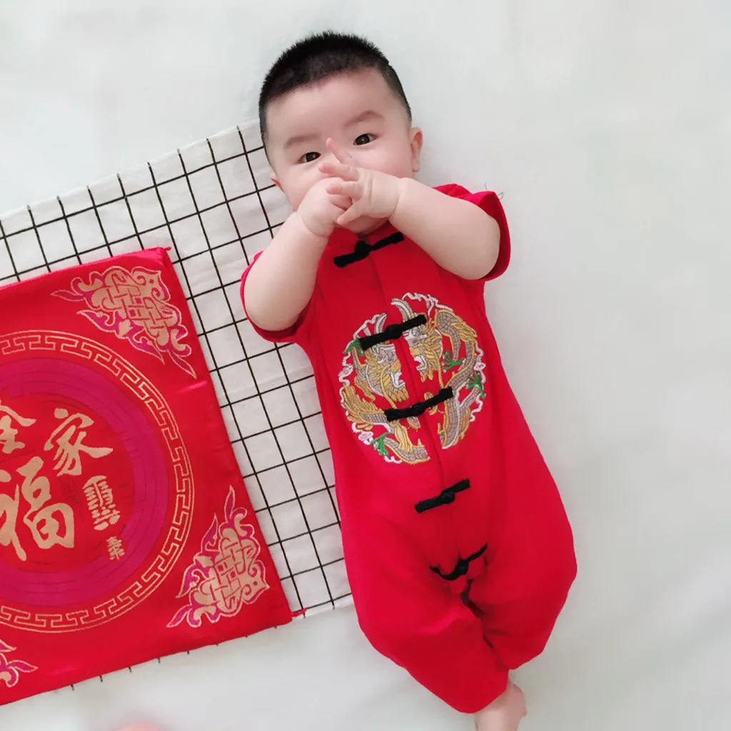 Kitajski Slog Baby Obleko Novorojenega Dojenčka Baby Oblačila Dekleta Fantje Novo Leto Vezenje Romper Jumpsuit Zimske Obleke Nov Prihod