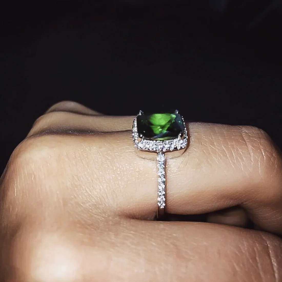 Klasična 925 Sterling Srebro Naravnih 4ct zelena gemstone, Poroke, Posla Cocktail Smaragdno Obroči za Ženske fine Nakit darilo