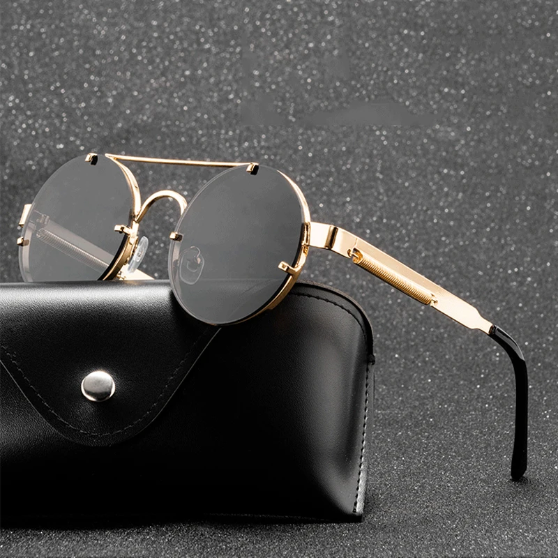 Klasična Luksuzne Blagovne Znamke Modno Oblikovanje Krog Steampunk Sončna Očala Moški Ženske Letnik Gothic Punk Sončna Očala Ogledalo Odtenki Gafas
