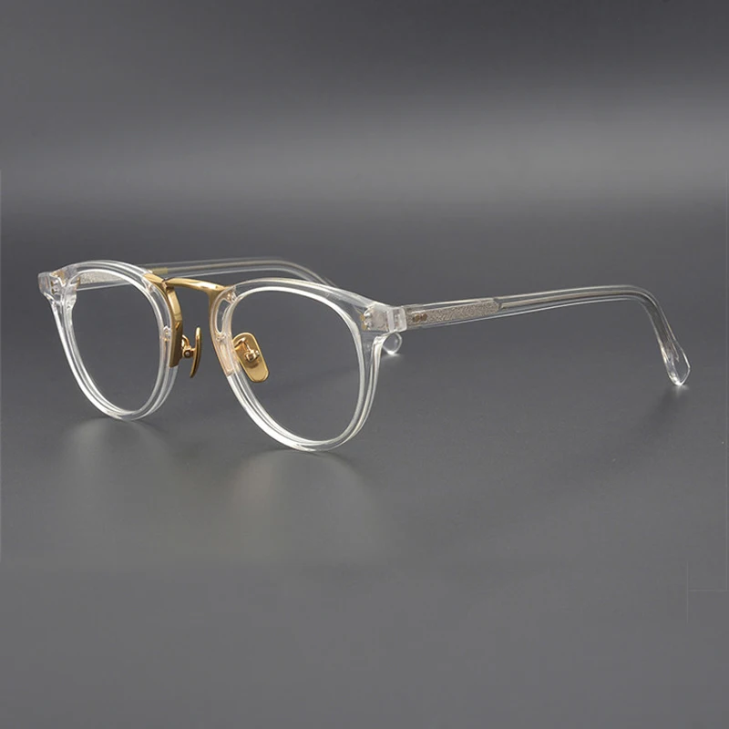 Klasična Titana Acetat Očal Okvir Moški Ženske Letnik Krog Krog Očala Pregleden Optični Kratkovidnost Recept Za Očala