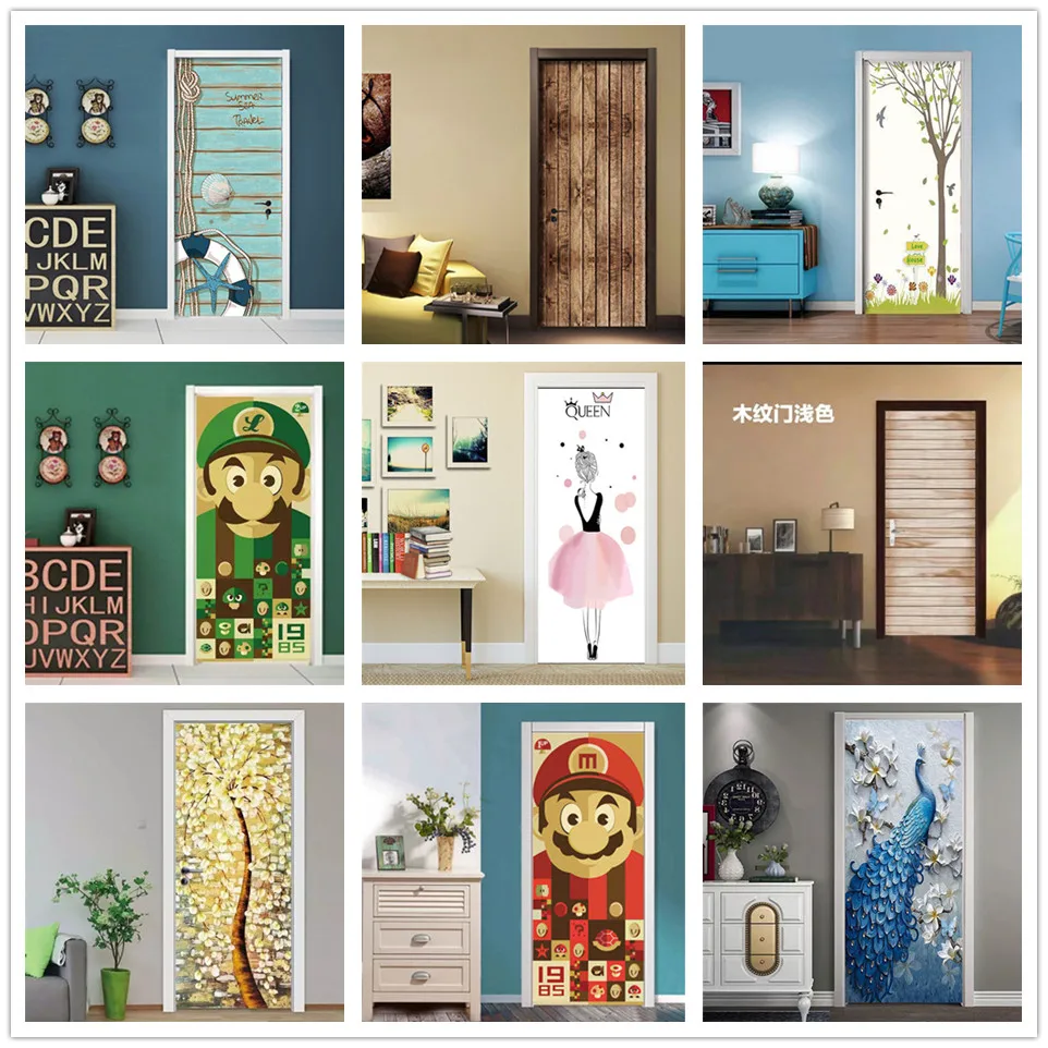 Klasične Evropske Vrata Nalepke Za dnevno Sobo DIY Self Lepilo Ozadje Za Vrata, PVC Nepremočljiva Podaljšanje Decals Umetnosti Doma Dekor