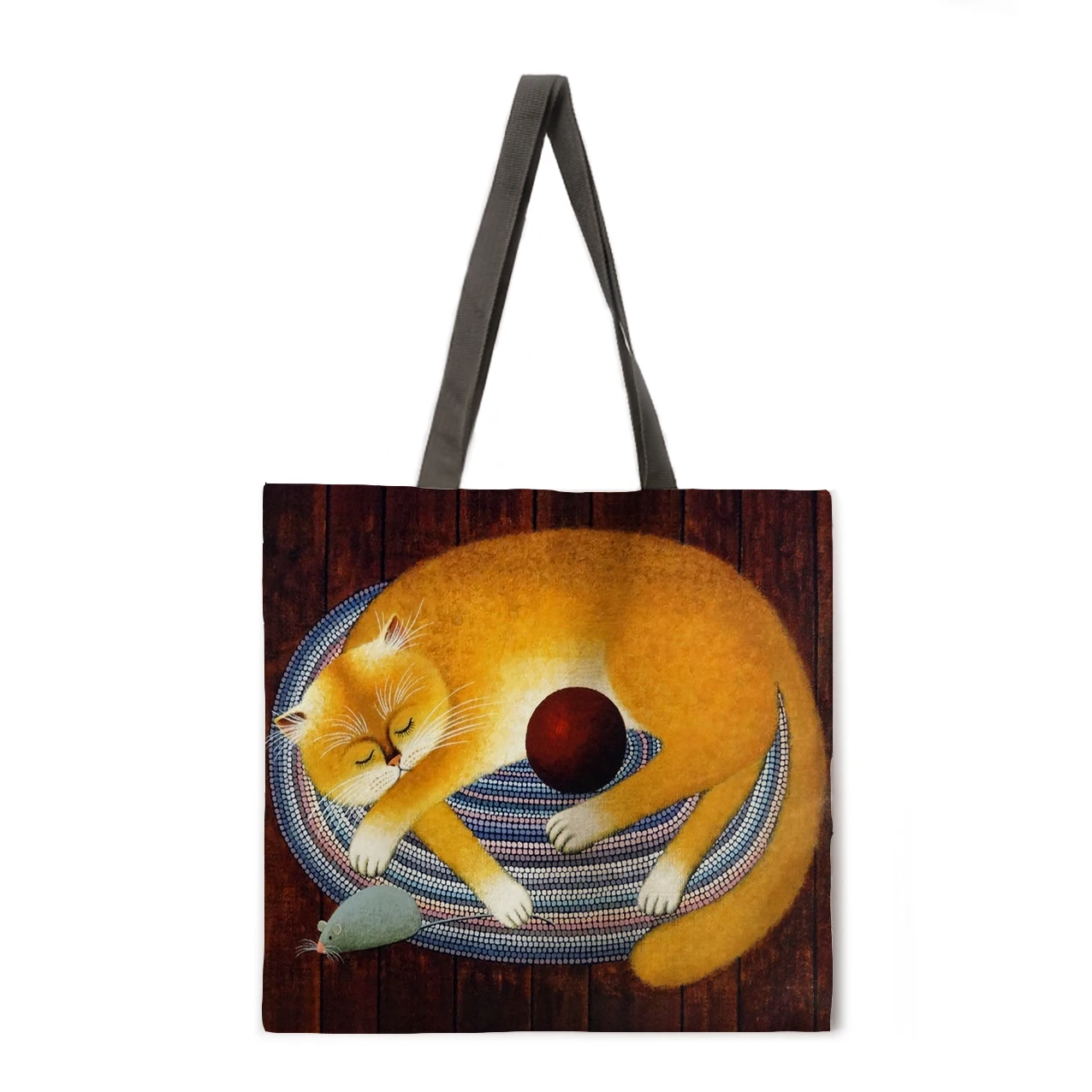 Klasični oljni sliki mačka tiskanja tote vrečko ženski priložnostne prenosni lady torba zložljiva nakupovalna torba prostem plaže vrečko