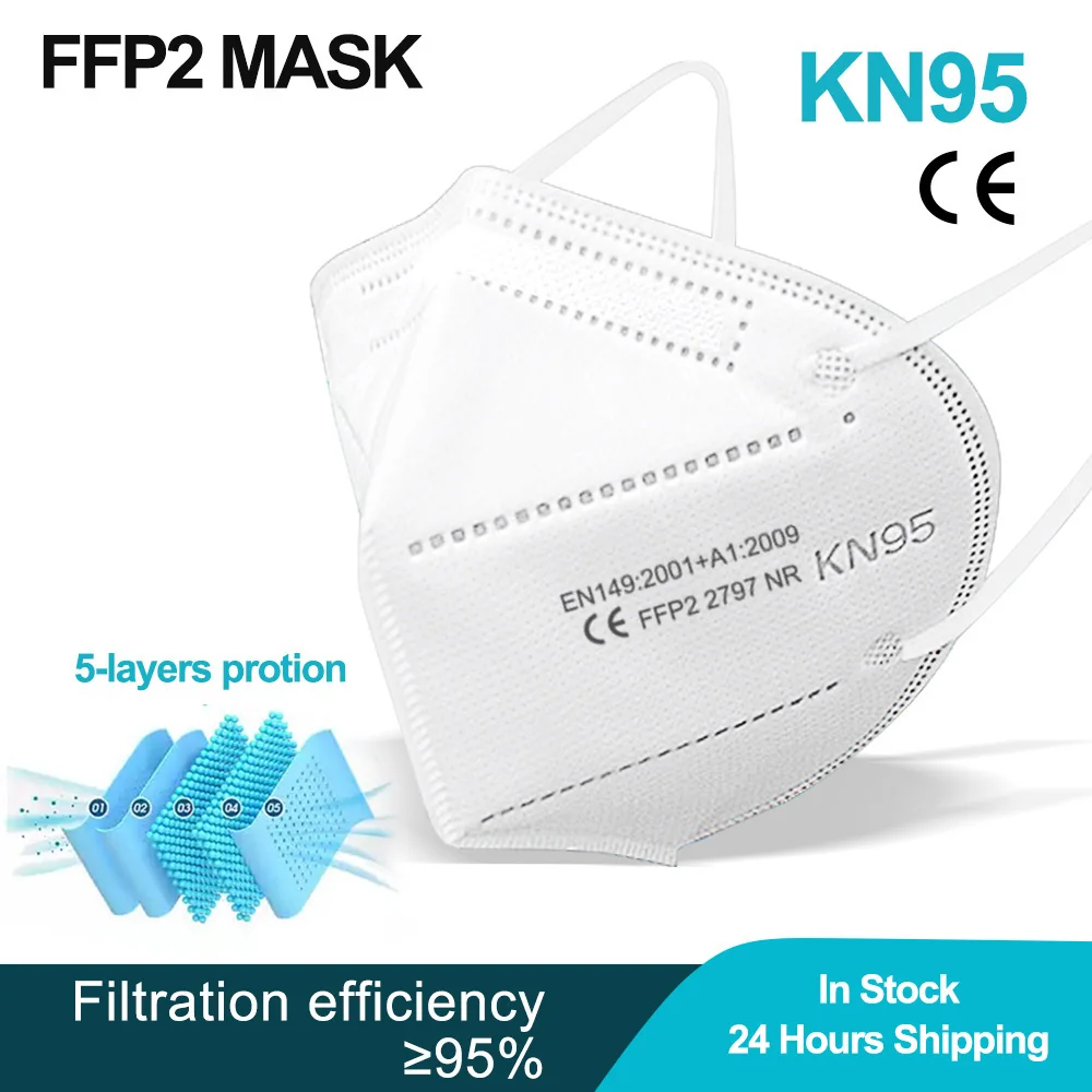 Kn95 Masko mascarillas kn95 ffp2 masko CE certificadas 5 plasti 95% filter varnost za enkratno uporabo zaščitne maske hitra dostava