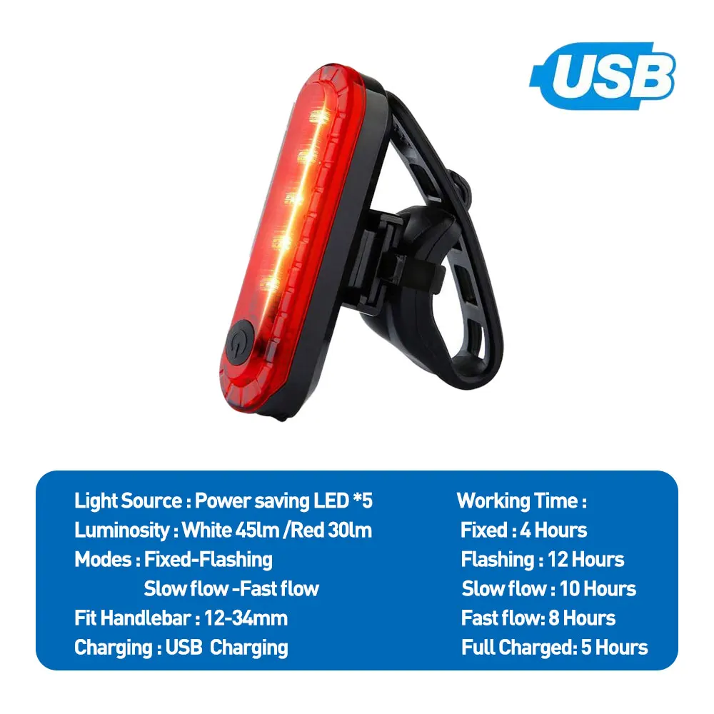 Kolo Kolo Rep Svetlobe Baterijo, USB LED Polnilna Nepremočljiva Sedežna opora Okvir Svetilke Svetilka Visoke Svetilnosti Rdeče Drugih