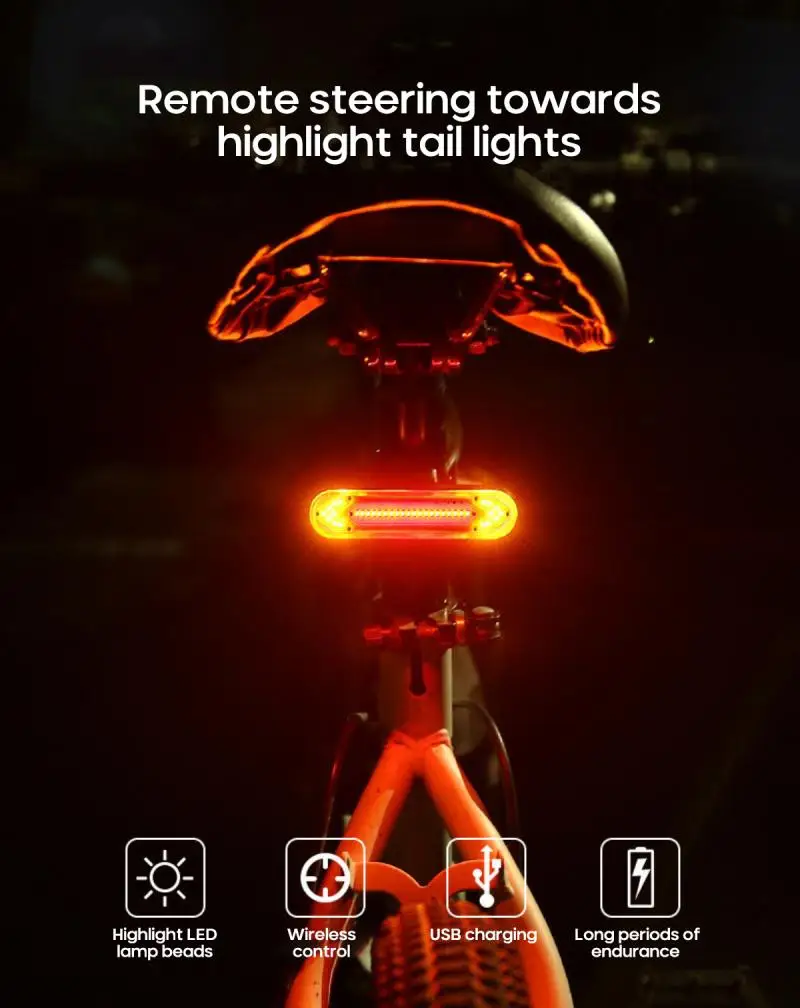 Kolo Kolo Svetlobe LED Brezžični Daljinski upravljalnik Vključite Signal Rep Svetlobe USB Polnilne Gorsko Kolo Jahanje Varnost opozorilna Lučka