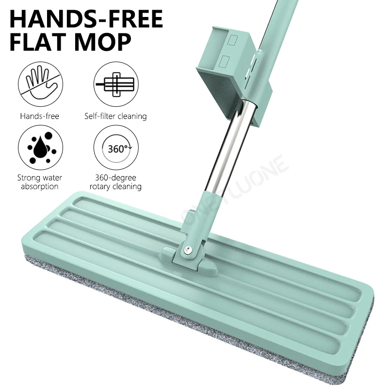 Konco Hands-free (Mop Čiščenje Tal Mikrovlaken Mop Stisnite Ravno Mop Rotacije 360 Spin Mop za Mokro/Suho Čiščenje Tal Ročno Pranje Brezplačno