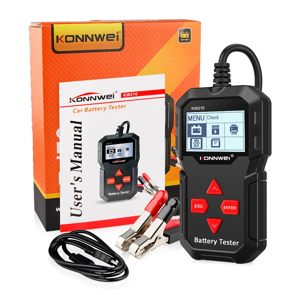 KONNWEI KW210 Samodejno Smart 12V Akumulator Tester Samodejno Baterije Analyzer 100 do 2000CCA ob zagonu Akumulator Tester