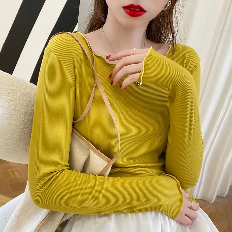 Korejska Različica Barva Prevelik T-majica, Dolg Rokav Vrhovi Ženske T Srajce Pozimi Ženska Tshirts Oblačila Poletje Plus Velikost