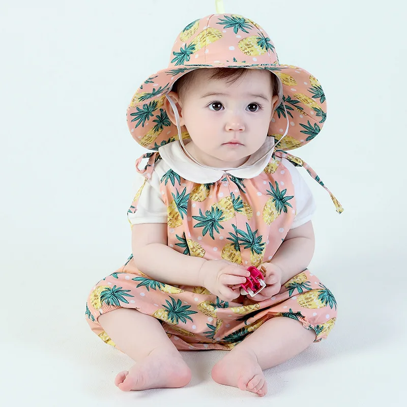 Korejski Malčke Baby Dekle Določa Klobuk&romper Tiskanja Sweet Baby Kombinezoni Clothings