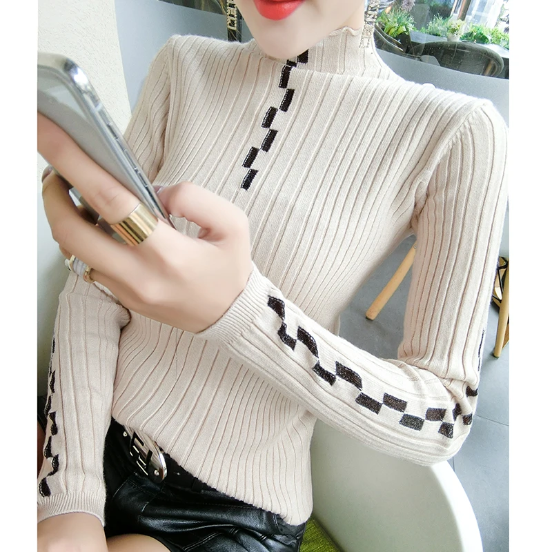 Korejski Moda Kontrast Barv Puloverju Pulover 2019 Nove Jesensko Zimske Obleke, Ženske Vrh Debele Sueter Mujer Dno M97604