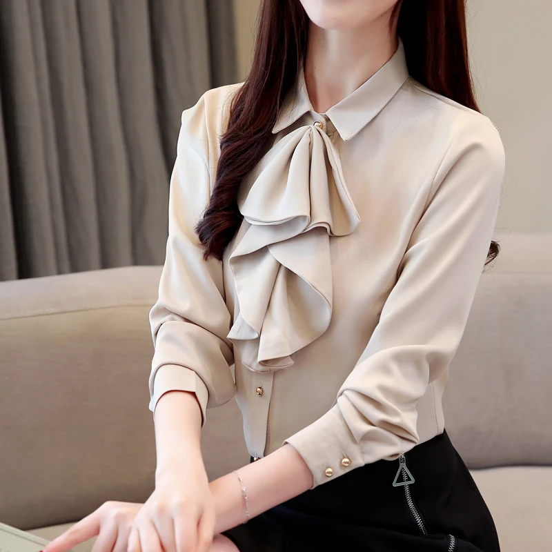Korejski Moda Za Ženske, Svilene Bluze Majica Elegantne Ženske Saten Bluzo Majica Plus Velikost Blusas Mujer De Moda 2019 Ženske Bluze Vrhovi