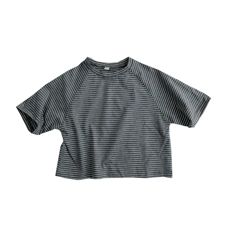 Korejski otroška Oblačila 2020 Poletje Baby Kratek Sleeved majica s kratkimi rokavi za Otroke Bombaž Prugasta Basic Majica T-shirt
