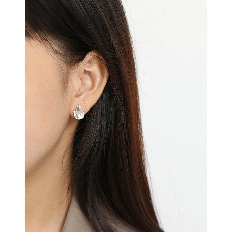 Korejski ročno starih neurejenih mat teksturo S925 čistega srebra uho nohtov