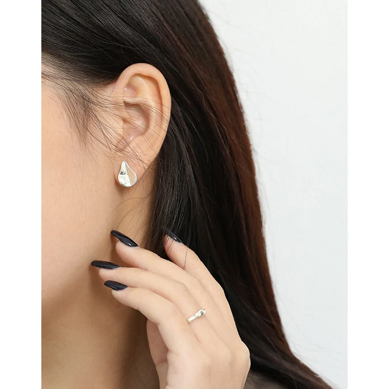 Korejski ročno starih neurejenih mat teksturo S925 čistega srebra uho nohtov