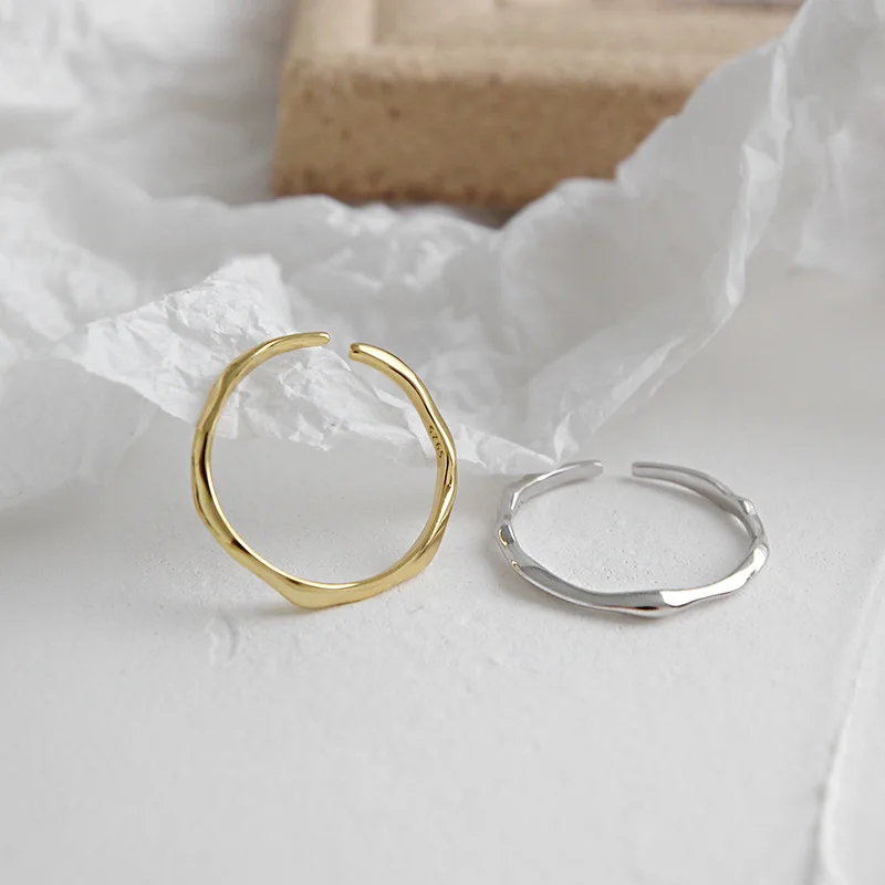 Korejski S925 sterling srebrni prstan minimalism vetrovi nezakonitih lep prstan zlat, odpiranje za ženske obroč