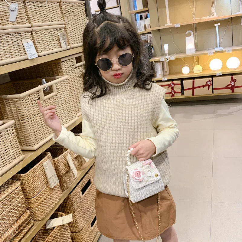 Korejski Slog Žensk Mini Torbice Tote Luštna Dekleta Princesa Lok Messenger Bag Baby Dekle Pearl Stranka Ramo Torbe Roko Darilo