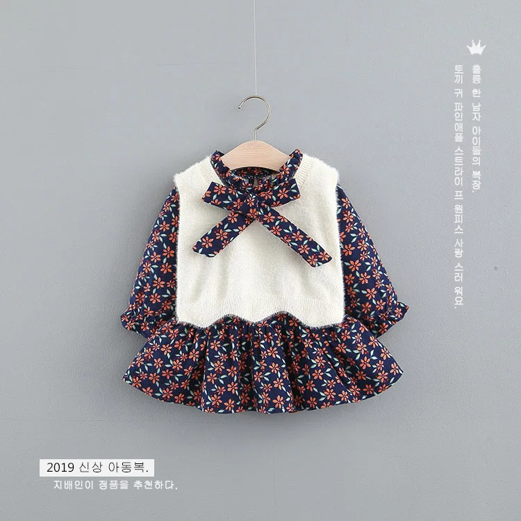 Korejski spomladi in jeseni novo dekle je krilo obleko otrok obleko dve delni set otroci obleko