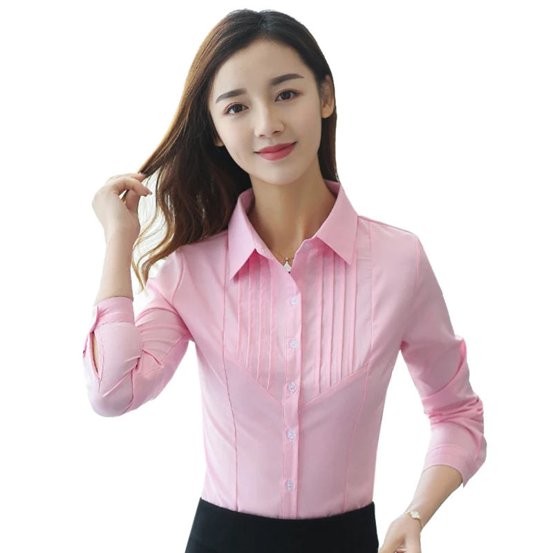 Korejski Ženske Majice Elegantna Ženska Prugasta Bombaž Majica Plus Velikost Ženske Bluze Urad Dama Roza Bluzo Delo Srajce 3XL/5XL Vrhovi