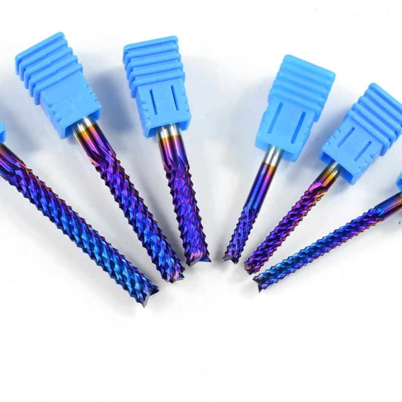 Koruza Rezalnik Rezkanje PCB Nano Modra Prevleka CNC Usmerjevalnik Bit 6 mm Kolenom Volfram Karbida Koncu Mlin Kovinski Usmerjevalnik Bitov Graviranje Koncu Mlin