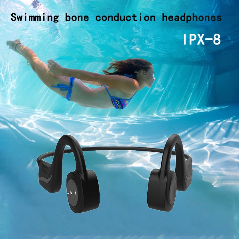 Kostno prevodnost Slušalke bluetooth 4.2 Vgrajen pomnilnik 8G IPX8 Nepremočljiva Predvajalnik Glasbe MP3, Plavanje, Potapljanje Slušalke Z micr