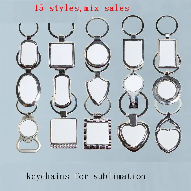 Kovinski obroč ključ za sublimacija prazno keychain za prenos toplote prazno potrošni materiali nov 15 stilov kuyg1 10pieces/veliko