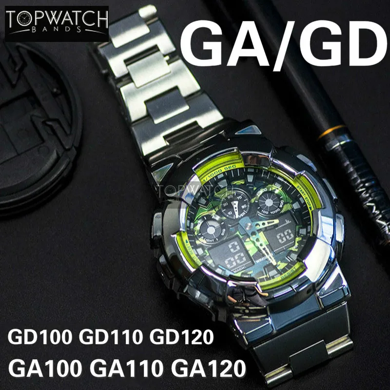 Kovinski Okvir GA100 GA110 GA120 GD100 GD110 GD120 Nerjavnega Jekla Primeru Watch Pasu Trak Zamenjava Del Set