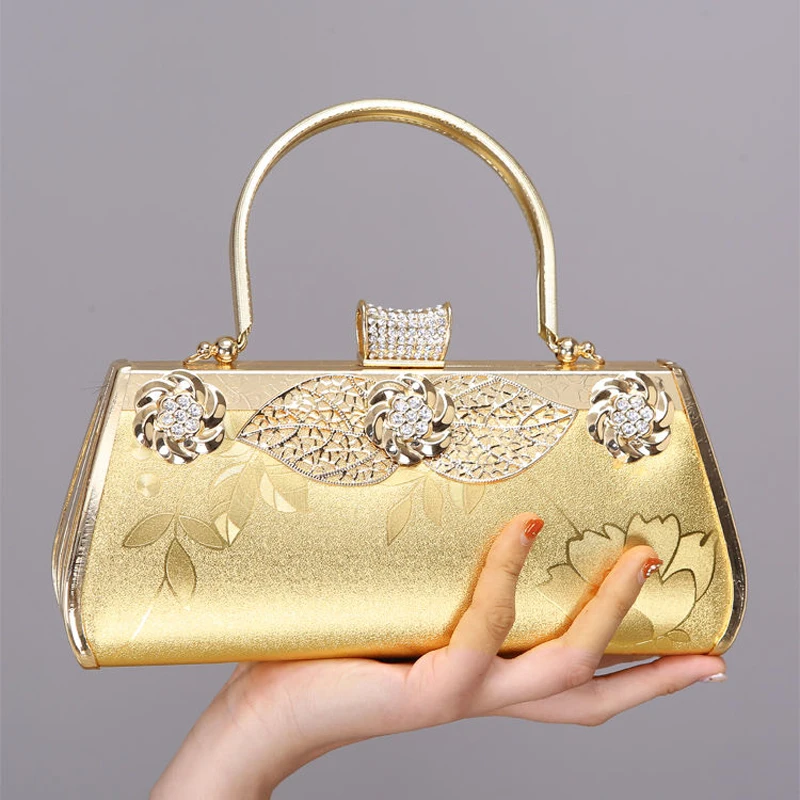 Kovinsko zlato sklopke poročne torbice za vedro diamanti stranka večerja torbici vrečke letnik srce tiskani večer vrečke