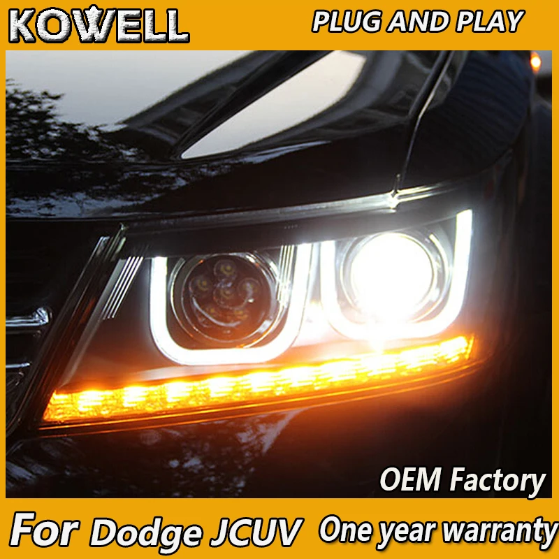 KOWELL Avto Styling za Dodge JCUV Žarometi 2008-Novo Potovanje LED Smerniki DRL Bi Xenon Objektiv Visoke Nizko Žarka Parkiranje FogLam