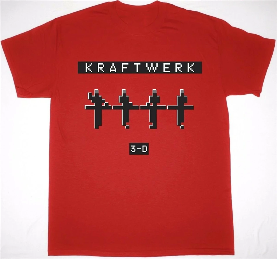 Kraftwerk 3D Koncerti Rdeča Majica Sintetični Elektronski Krautrock Roboti 2020 Tour Kraljestvu 2Xl 20Xl Tee Majica