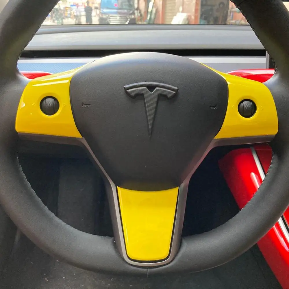 Krasen rumena za Tesla Model 3 Volan obliž dekoracijo Notranjosti Spremenjen Model Y dodatki